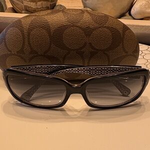 Coach Black Sunglasses with Patterned Arms